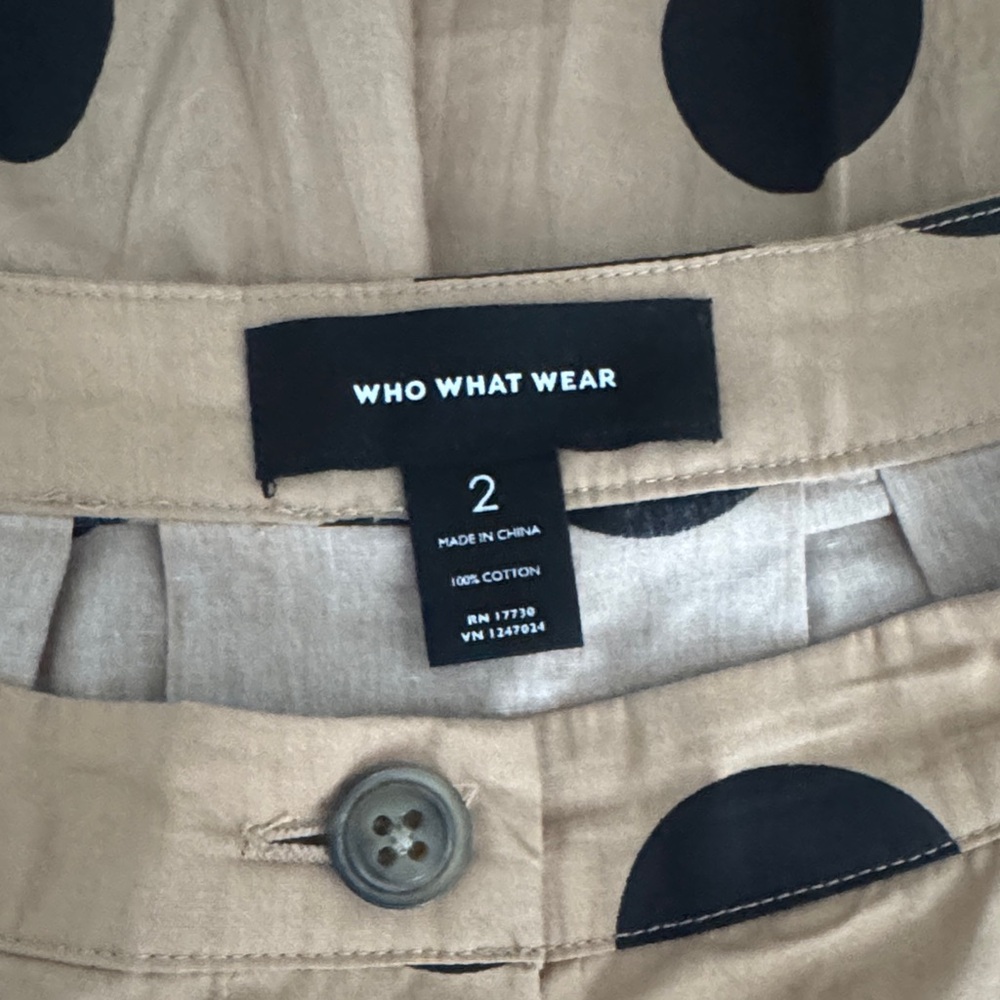 Who What Wear size 2 Camel and black Polka Dot Midi Skirt Cotton - Picture 6 of 6